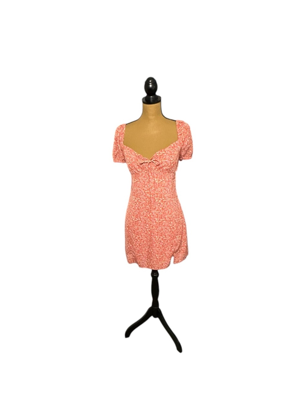 NWT BP Nordstrom Ditsy Floral Mini Dress M Tie Front Puff Sleeve Twee Coquette